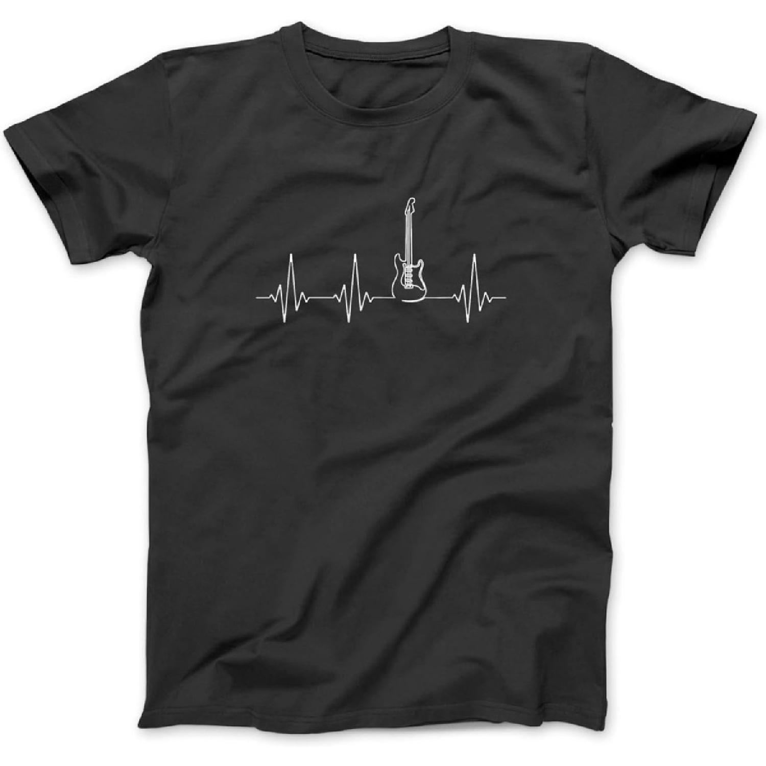 Guitar Heartbeat Music Instrument for Guitarist T-Shirt, Sweatshirt, Hoodie for Men Women Kids Made in Canada Black S