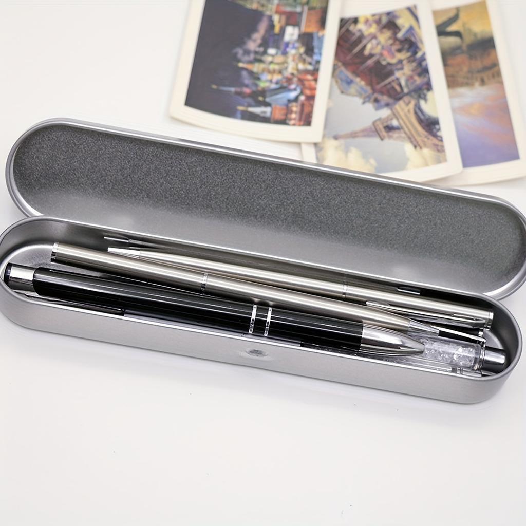 Simple Metal Pencil Holder Sturdy Tin Storage Box Travel-Friendly Stationery Organizer for Pens Pencils Markers School Supplies