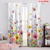 2pcs,2D Plane Printing Light Filtering Curtains Blossom Flutter Durable 100% Polyester Fabric (without Rod) Festive Perfect for