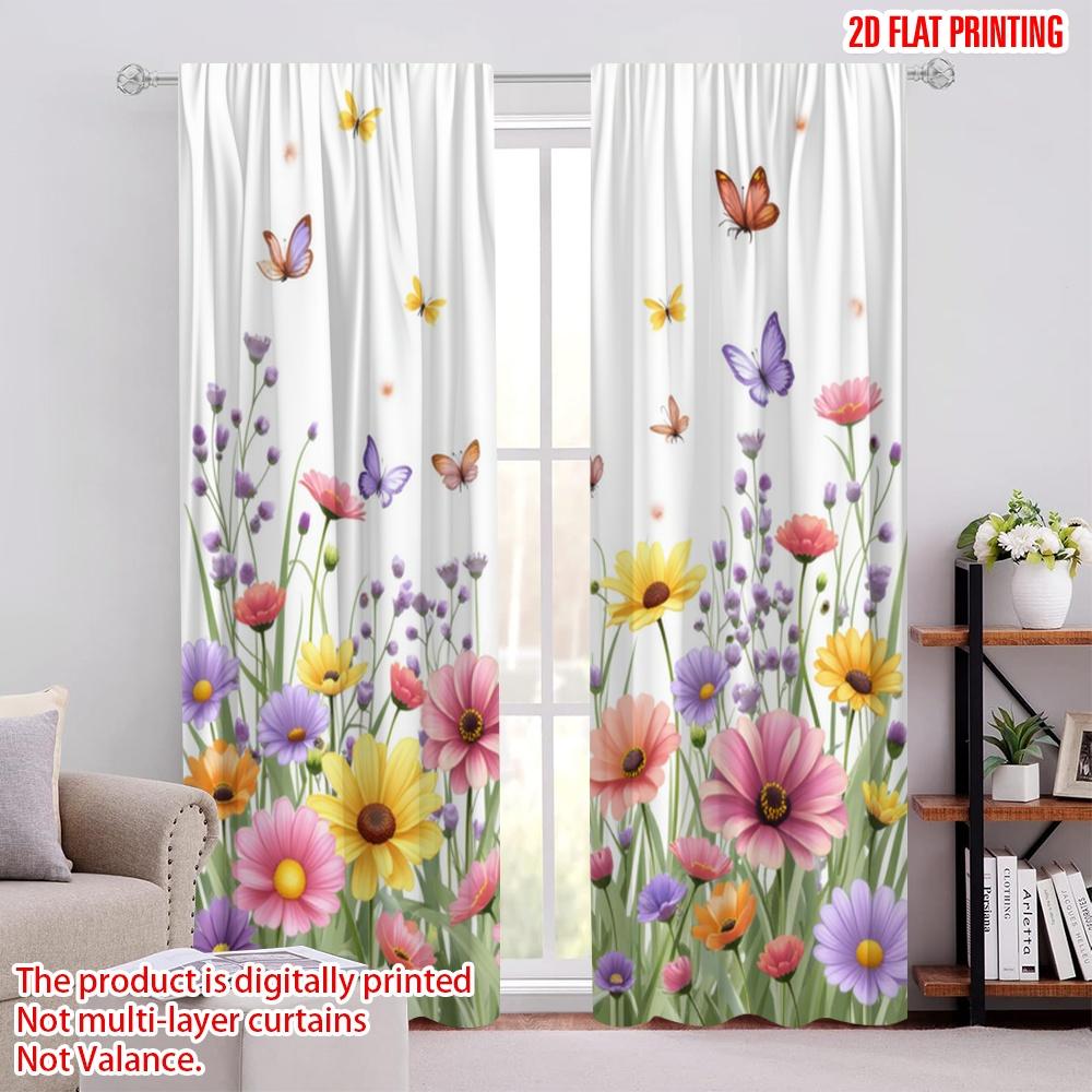 

2 шт., 2D печать на плоскости Светофильтрующие шторы Blossom Flutter Прочная 100% полиэстеровая ткань (без удилища) Праздничный Идеально для 52.50 × 116.00 cm 2 pcs