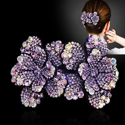 Fashion Rhinestone Flower Hair Clip for Women Korean Style New Headwear Female Top Hair Accessories Mother's Curly Hairpins