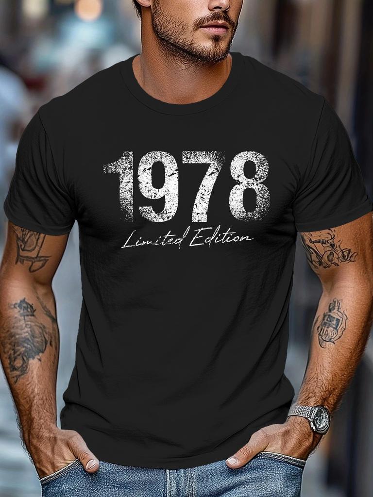 Unisex Sommer 100% Baumwolle Mode Limitierte Auflage 1978 Retro Bedrucktes Lässiges Lockeres Rundhals Kurzarm T-Shirt Vielseitiges Oberteil