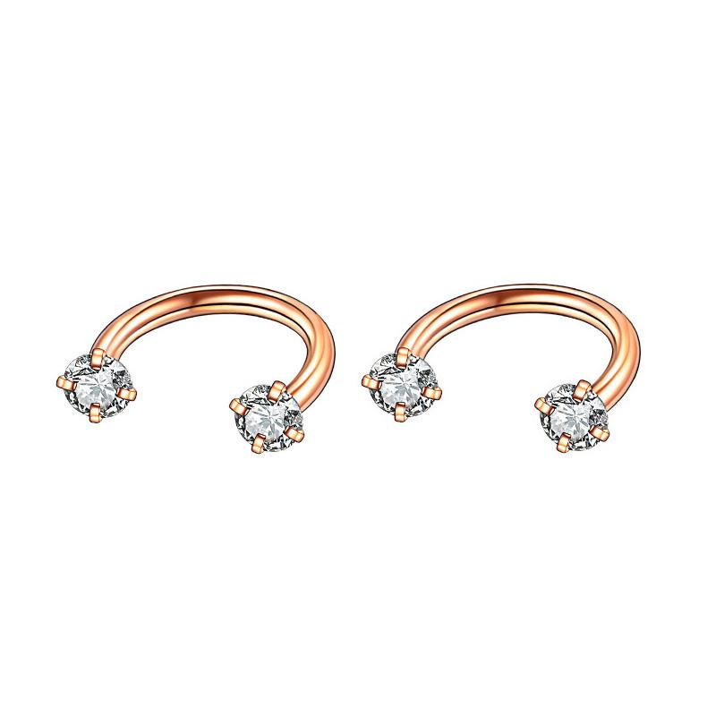 2Pcs 6/8/10/12mm Stainless Steel Zircon Piercings Earrings Horseshoe Ring Piercing Nose Ear Belly Rings Body Jewelry For Women