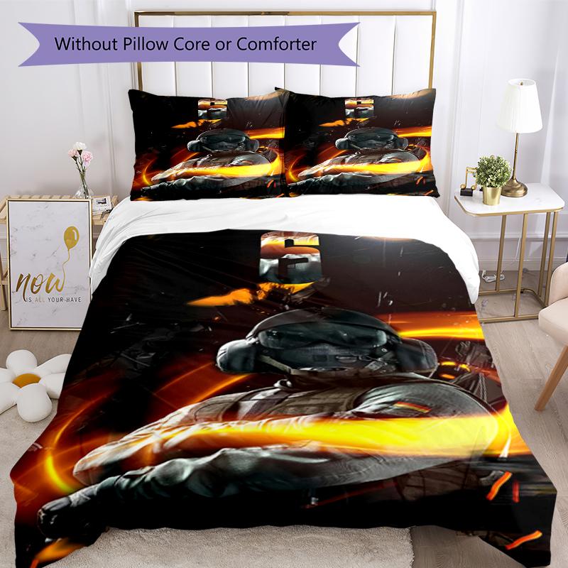 3pcs Rainbow Six Siege Bedding Set Duvet Cover Closure Includes 1 Duvet Cover & 2 Pillowcases, Soft and Comfortable for All Seasons.