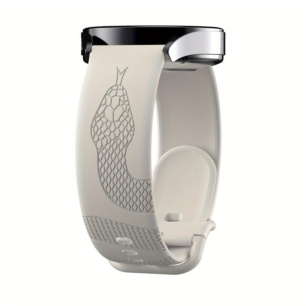 18/20/22mm Carved Snake Print Silicone Strap for Galaxy Vivoactive 5/3/Venu/Sq 2 & GT3/GT2, Durable Stylish Replacement Band