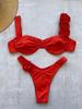 OFTBUY 2025 New Summer Sexy Color Style Swimsuit Women 2 Pieces Bikini Set Removable Bra Tight Beach Swimwear Female