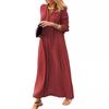 2025 European & American V-Neck Solid Color Long Sleeve Casual Dress for Autumn/Winter