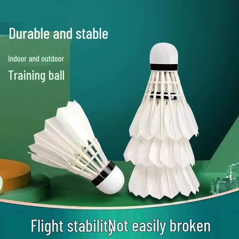 12-Piece Durable Goose Feather Wind-Resistant Badminton Shuttlecocks for Competition and Training