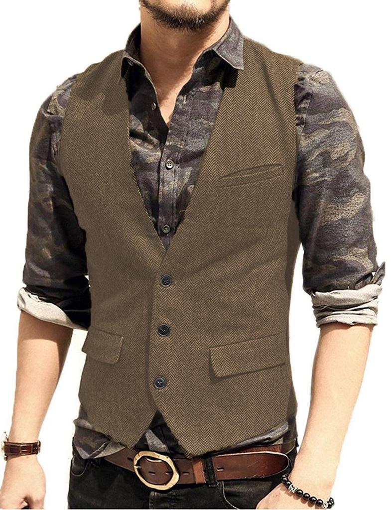 Men's Slim Fit Single-Breasted Casual Vest - Ideal for Groom and Groomsmen
