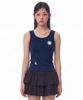 Damiswi Polka Dot Snap Button Tank Top_Navy