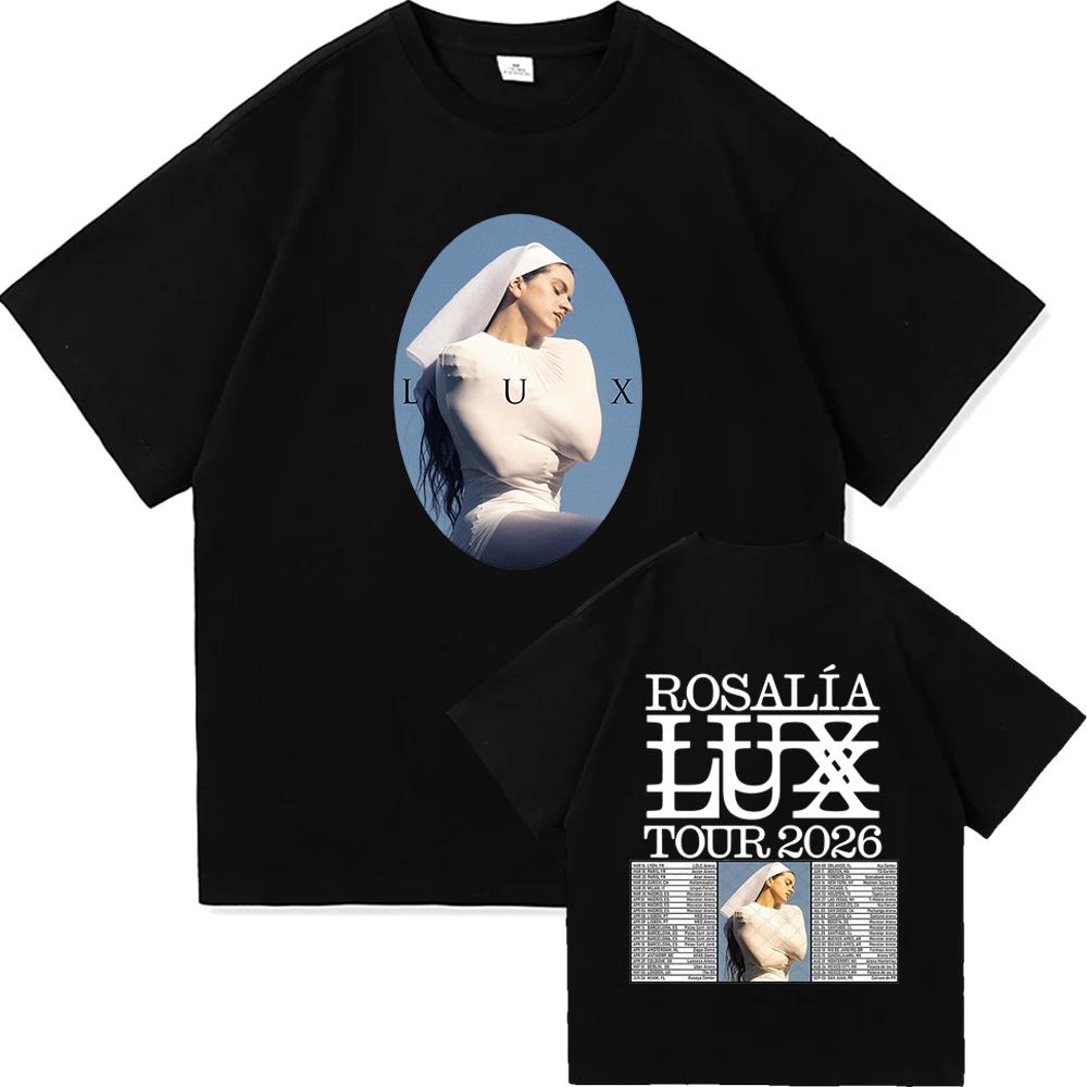 Rosalía Rosalia LUX Tour 2026 Tričko Bavlna Krátký Rukáv Volné Dámské Trička Unisex Streetwear Móda Zpěvačka Grafické Oblečení