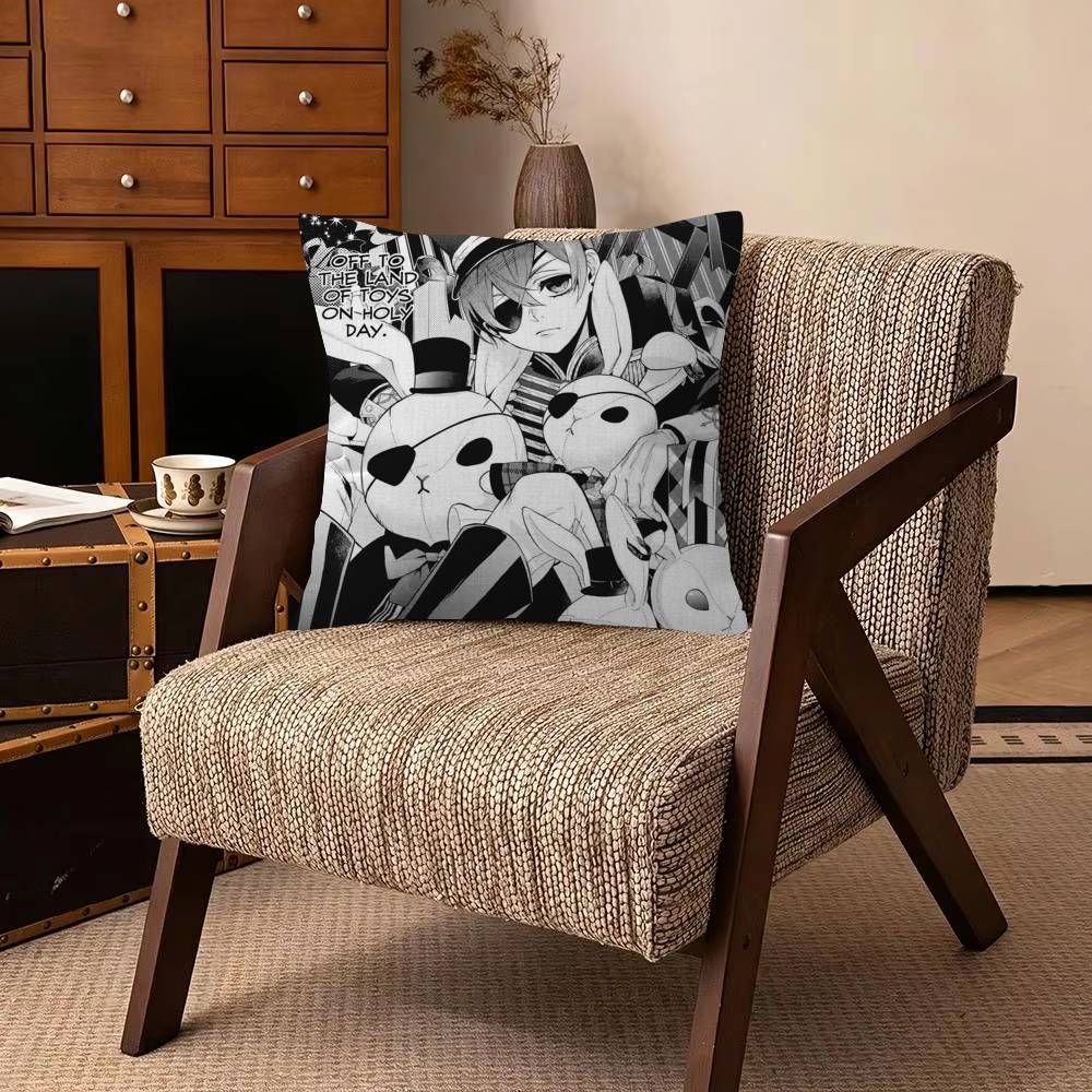 Manga BBlack BButler   Decorative Polyester Throw Pillow Cover Square Suitable for Home Office Coffee Shop Decor
