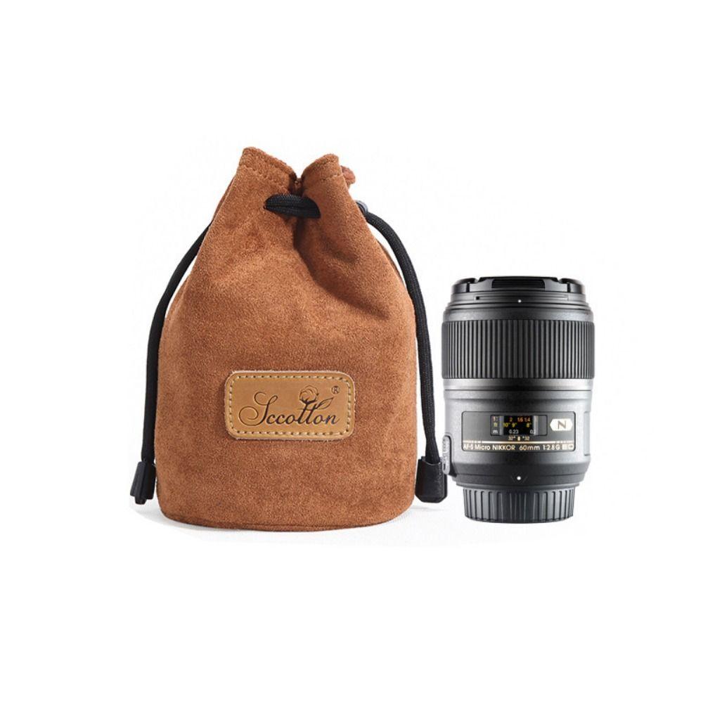 Soft Camera Storage Bag Dustproof Polar Fleece Lining Lens Protective Case Adjustable Strap Waterproof DSLR Drawstring Bag