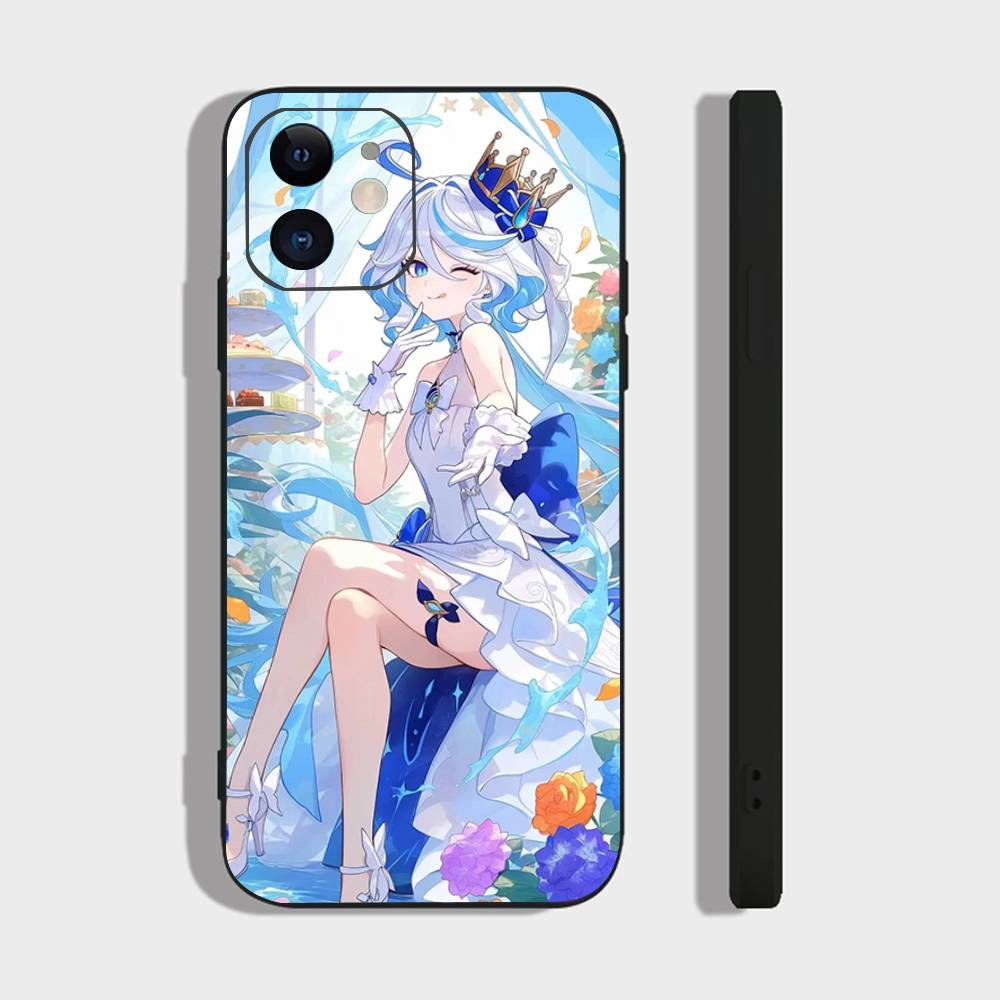 Furina Animation Game G-Genshin I-Impact Phone Case For IPhone 17 Air 16 15 14 13 Pro Max 11 12 Black Silicone Cover