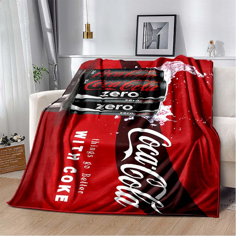 Coca-Cola Logo Flannel Blanket, Soft Throw Blanket for Bedroom
