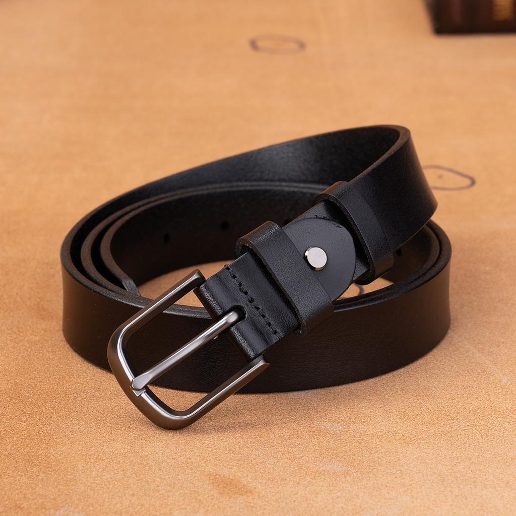 Leather Belt First Layer Cowhide Retro Versatile Tree Paste Leather Pin Buckle Retro Belt Middle-Aged And Young Men'S Belt