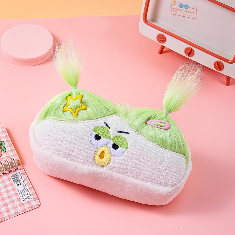 

Frizzy Big-Eyed Monster Plush Pencil Case with Heart-Shaped Storage