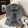 Women's Preppy Lapel Knit Vest