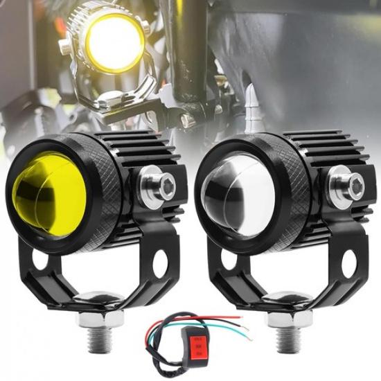 2x Светодиодный мотоциклетный прожектор Фара Дополнительный фонарь для езды в тумане Желтый Белый