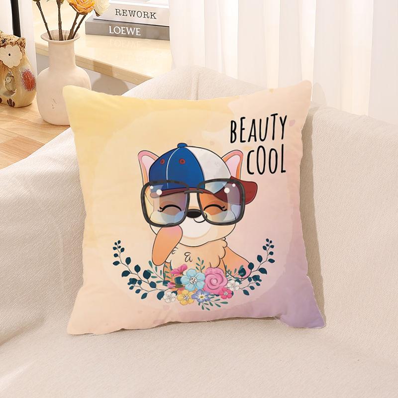 Cute Animal Pillowcase  for Sofa Car Square Cushion Suite Room Anime   Body Cover