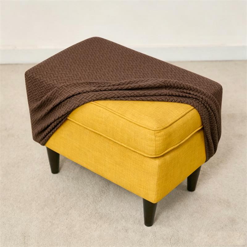 1Pcs Dust-Proof Footrest Protector Case Jacquard Ottoman Slipcovers Elastic All-Inclusive Footstool Pouf Covers For Living Room