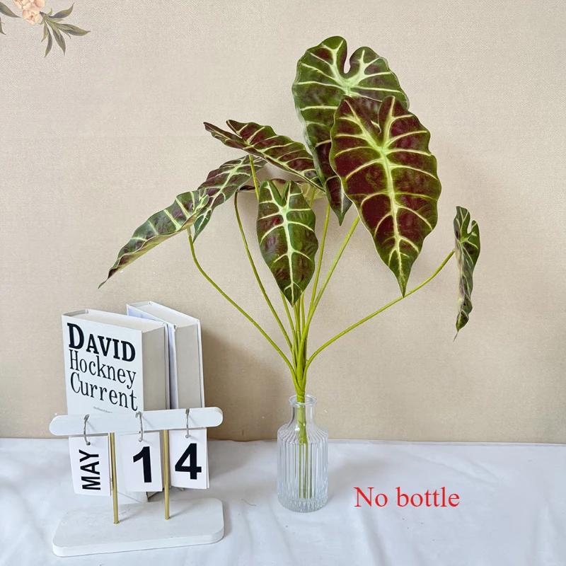 

Wedding Decorative Artificial Green Plants Leaves Fake Flower Auditorium Decoration Simulation 9 Heads Black Peacock Plant Leaf