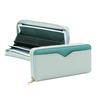Elegante Official Long Large Round Coin Automatic Receipt Garcon Card Accordion Zipper RFID and Magnetic Stylish and Teal Green Women's Wallet,