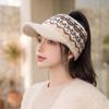 Autumn and winter new thickened warm knitted empty top hat color matching jacquard cap female versatile shows small face
