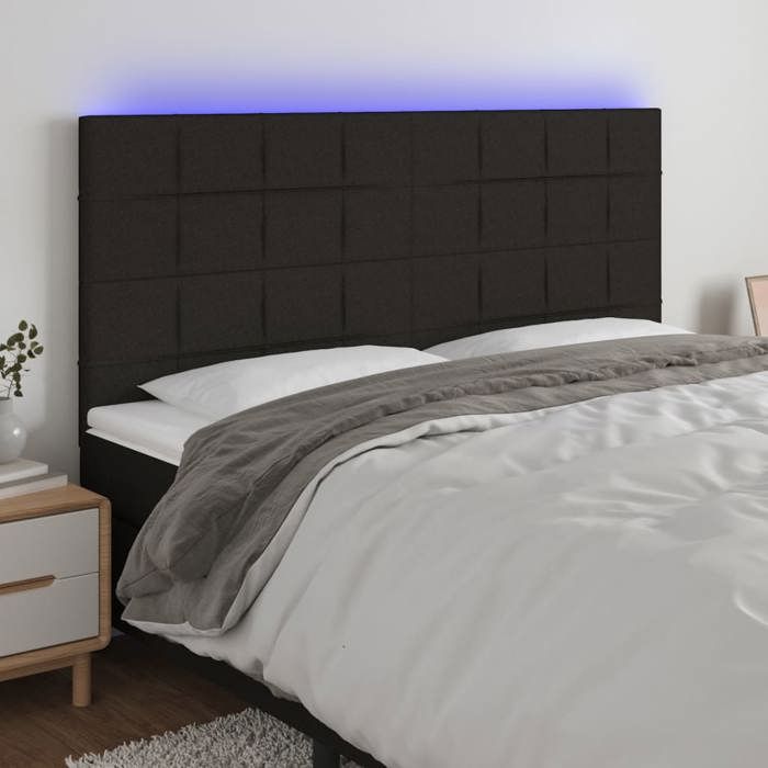VidaXL Tête de Lit à LED Meuble de Chambre à Coucher Accessoire de Lit Double Tête de Cadre de Lit Intérieur Noir 3122432