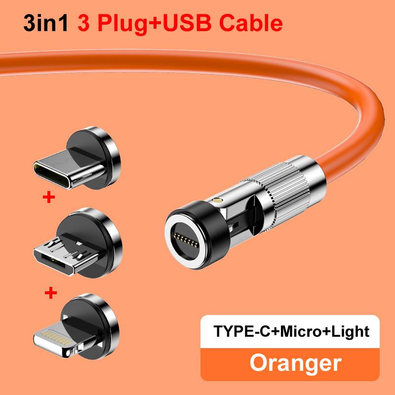 3in1 USB 120W 6A Magnetic Fast Charge Data Cable Extra Thick Soft TPE Phone Charge Cord Make of Liquid Silicone