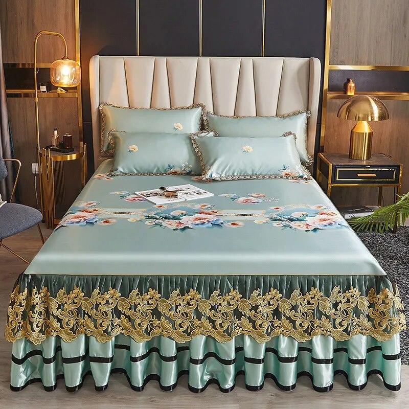 

Европейский цветочный летний чехол на двуспальную кровать, королевский размер, роскошное покрывало, комплект королевского кружева с вышивкой, охлаждающий кондиционер, коврик для сна 200x220cm 79x87inch