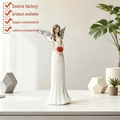European-Style Heart Angel Resin Ornaments for Living Room Decor