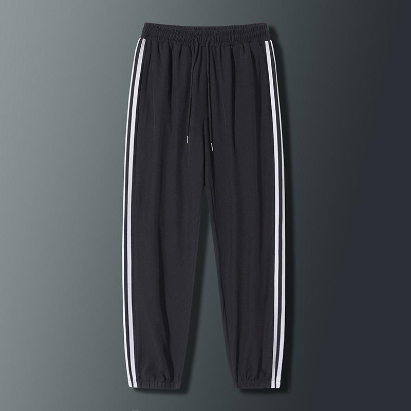

Мужские повседневные спортивные штаны, мужские базовые брюки, спортивный костюм, тонкие дышащие спортивные брюки с боковой полосой 3XL чёрный