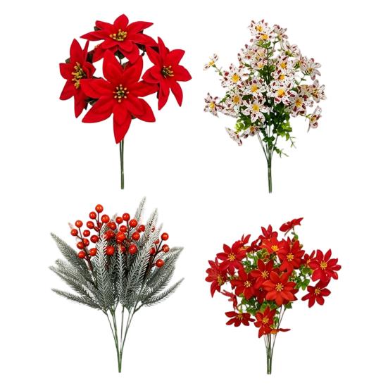 Dekorative Blomsterplanter til Indflyttergaver 23 Stk Kunstige Julestjerner, Livagtig Blomsterarrangement Hjemmekontor Bryllup Falsk Spisebord