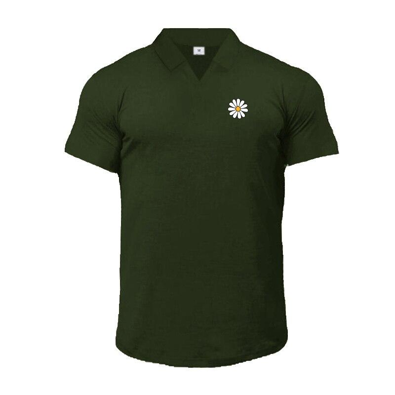 

Do The Work Muscleguys Летняя мода Удобная спортивная повседневная хлопковая рубашка-поло с отложным воротником с принтом для мужчин XXL армия зеленый