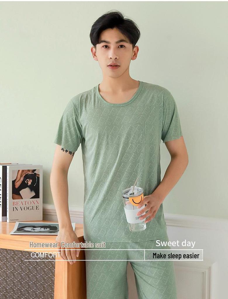 Pyjama d'été à manches courtes pour homme - Vêtements de nuit respirants, légers et frais
