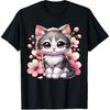 Cute Cat with Cherry Blossoms Cat T-Shirt