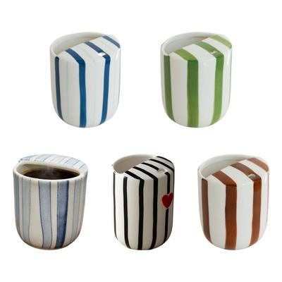 Keramikgestreifte Tasse Hitzebeständig Handtasse Mit Trinköffnung Für Kaffee Heißes Und Kaltes Getränk Weihnachten Valentinstagsgeschenk