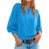Women's Partial Button Placket Henley Neck Raglan Bishop Long Sleeve Solid Knit Pullover Sweater