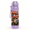 1PC Wild Mushroom Forest Scene Print 750ml Color Plastic Sports Water Bottle Leakproof Flip Straw Lid For Sports Office Home Use