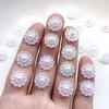 60 Pieces of Pure White AB Color Round Flower Rhinestone Flat Back Suitable for Jewelry Making, Wedding DIY Decoration