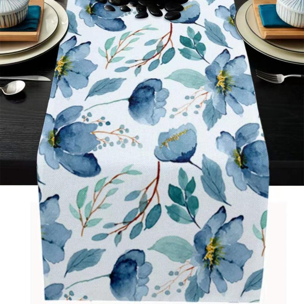 Printed Table Runner Living Room Table Holiday New Year Decoration Centerpiece Long Tablecloth