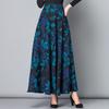 Herbst- und Winterrock Damen Ethnischer Stil Druck Hoher Bund A-Linie Rock Mittellang Großer Schwingender Rock Tanzender Winterrock