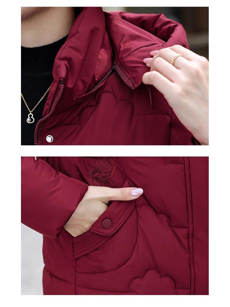 Women's Short Winter Coat - Warm, Thick Cotton for Middle-aged & Elderly (60-70 years)