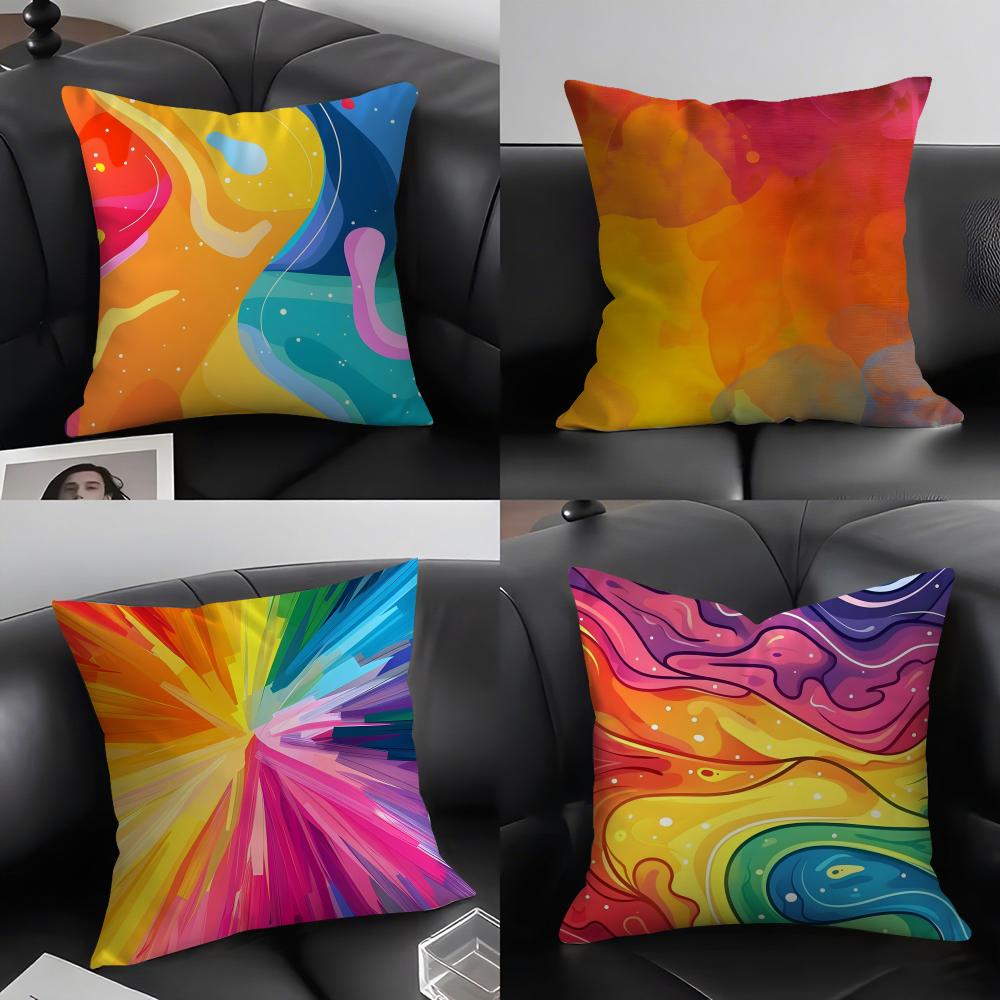 Rainbow Color Luxury Cushion Cover Pillowcase Ultra Soft Skin Friendly Fabric Cloud Like Comfort  Concealed Zipper