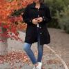 Women Solid Color Loose Single Breasted Cardigan Jacket Long Sleeve Turn Down Collar Spring Fall Coat For Dating