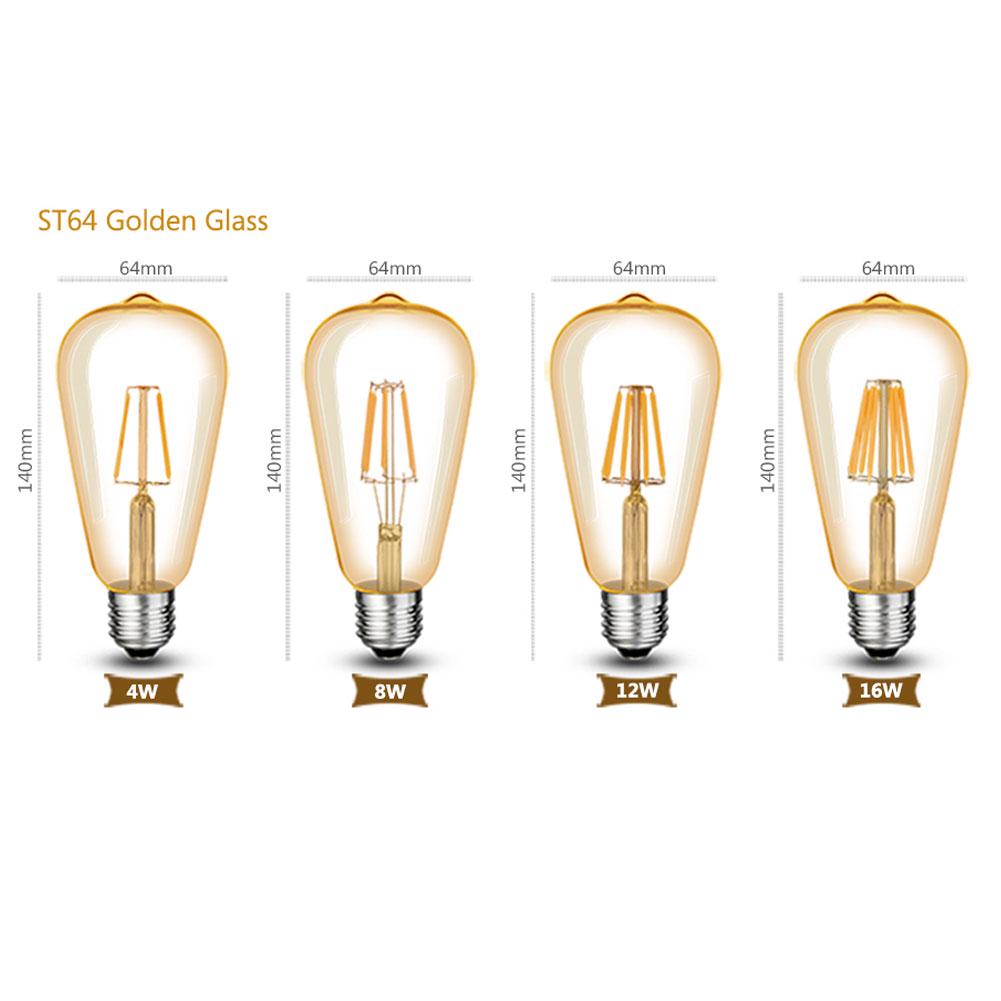 E27 4/8/12/16W Retro Edison Filament COB LED Bulb Vintage Ball Light ST64 Lamps E27 4/8/12/16W Retro Edison Filament COB LED Bulb Vintage Ball Light ST64 Lamps