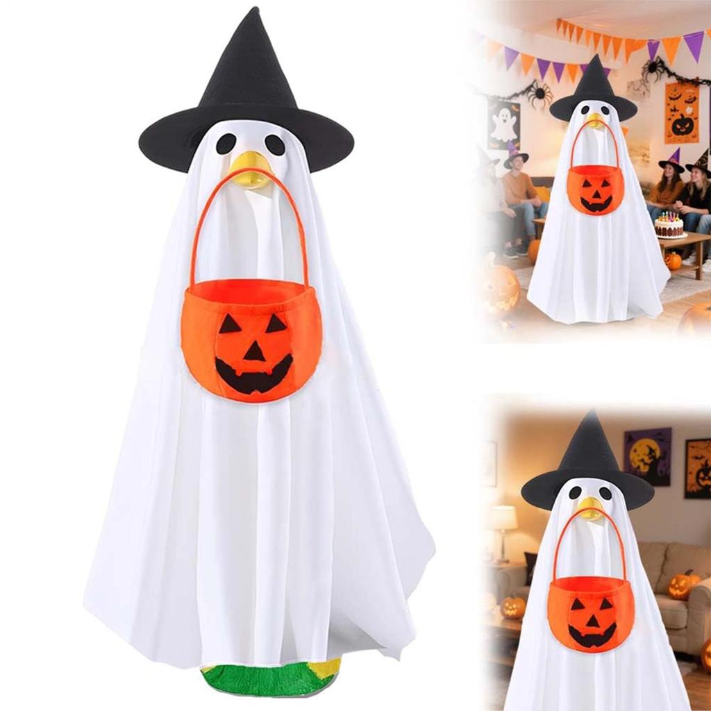 Porch Geese Ghost Outfit Holiday Porch Geese Ghost Costume Lawn Statue Halloween Clothes for Courtyard Fall Season Entrance