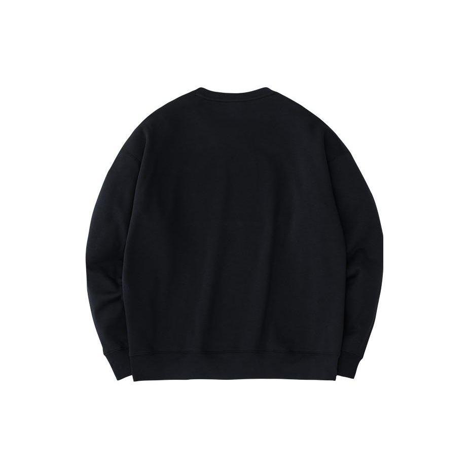 Anta Basketball Series Logo Letter Crewneck Sweatshirt Men Sweatshirt Basic-Black 952411714-5