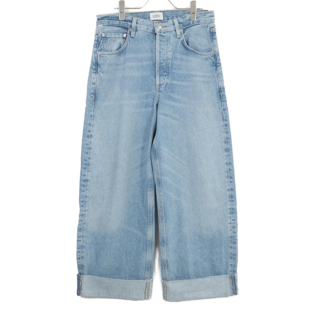 Citizens of humanity 2053B-3041 AYLA Blue Cotton Baggy Cuff Crop Denim Pants Bottoms 27 blueUsed